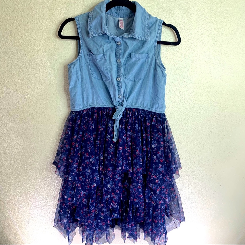 Justice Youth size 18/20 Denim ruffle sun dress
